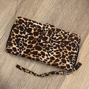 Leopard Print Wallet with Wrist Strap